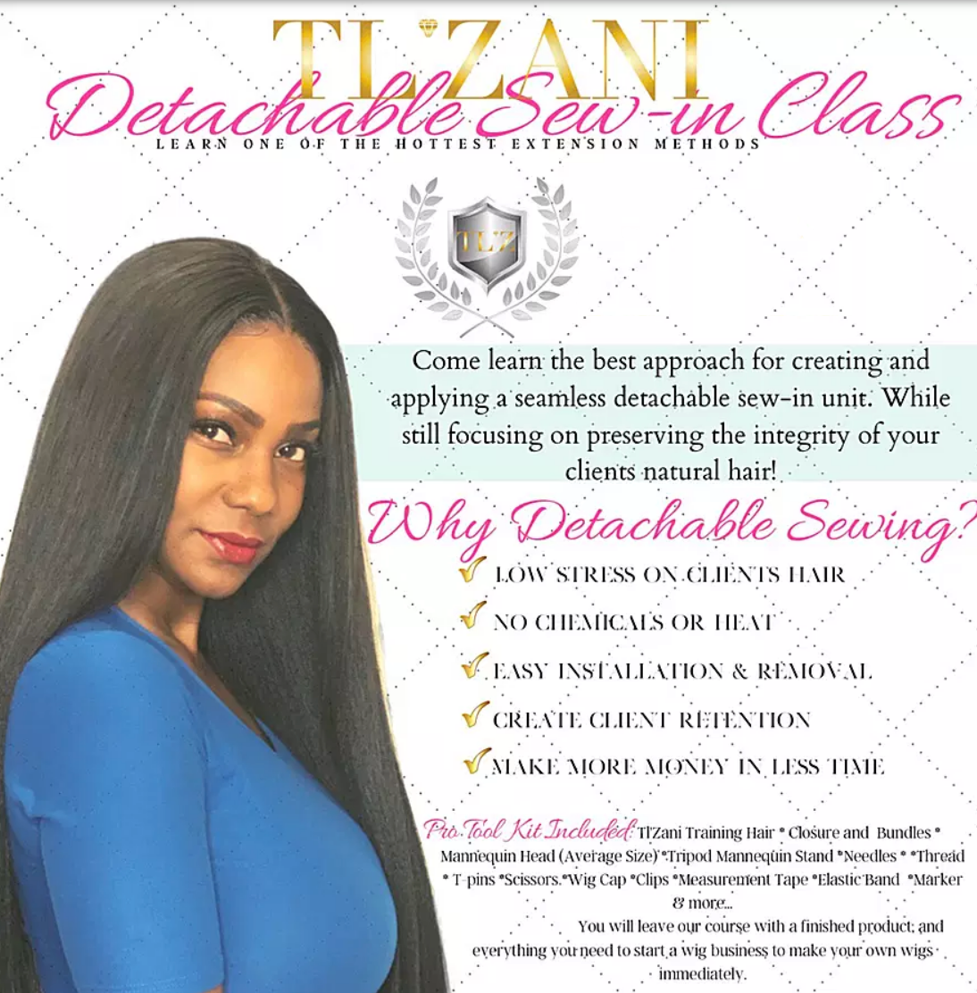Lace Wig Making Class Flyer, Lace Wig Flyer, Hair Extension Flyer